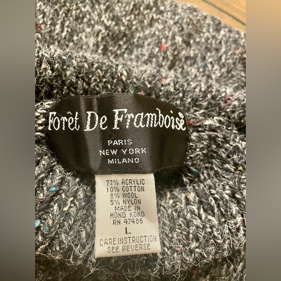 FORET DE FRAMBOISE Heathered Gray Wool Blend Turtleneck Cropped Sweater Size L - Picture 7 of 8